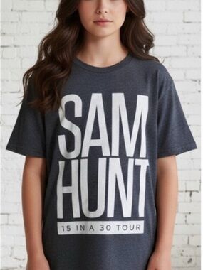 SAM HUNT Graphic Tour Tee in Charcoal - Large